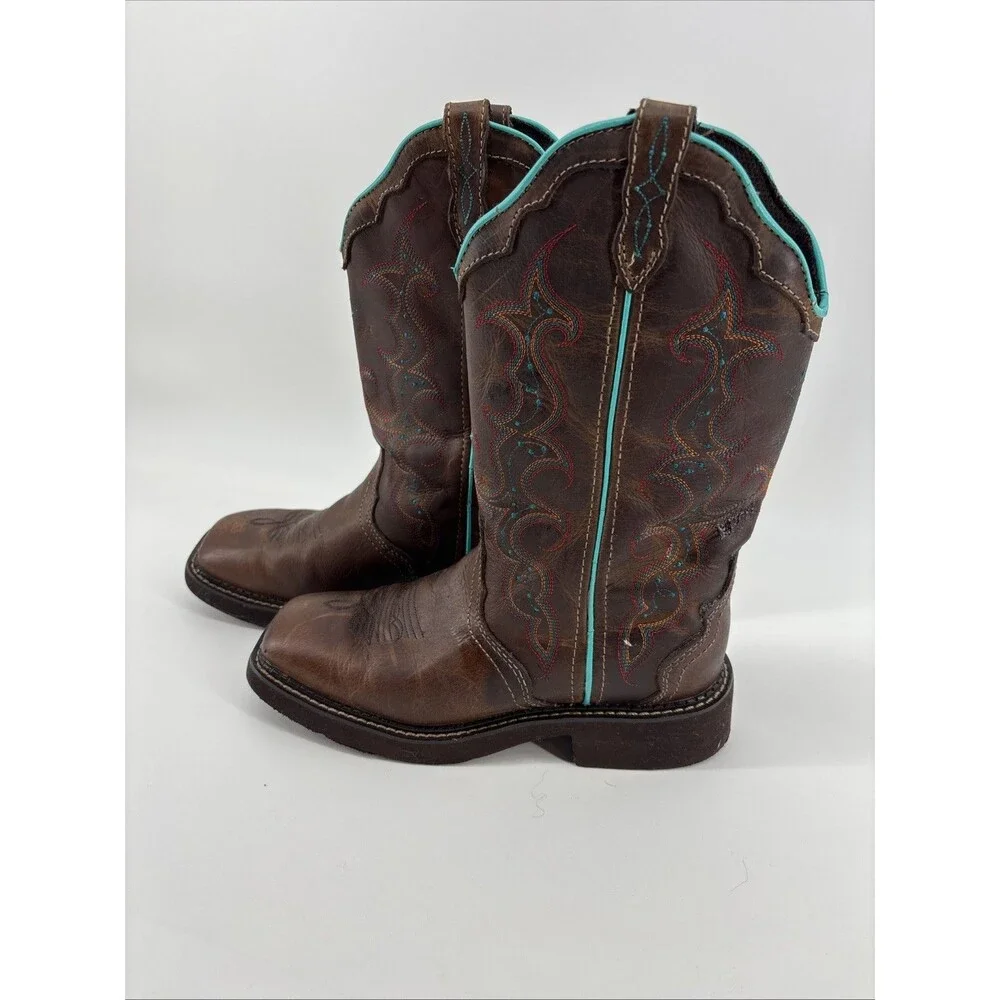 Justin Gypsy Raya Brown Leather Square Toe Cowboy Boots Women’s 7B GY2900 - Picture 3 of 7